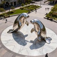 Outdoor Metal Manatee Sculpture