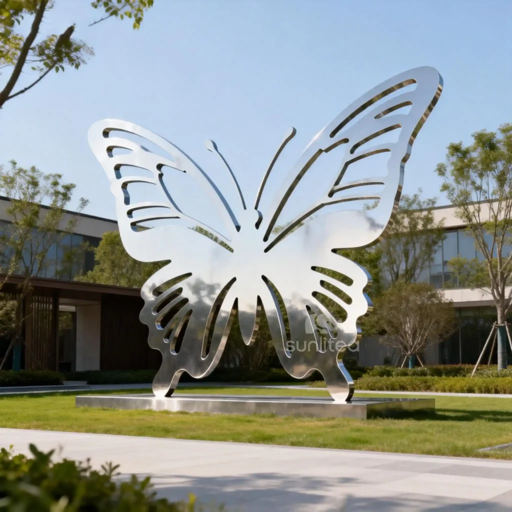 Stainless Steel Butterfly Silhouette Statue