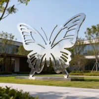 Stainless Steel Butterfly Silhouette Statue