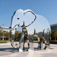 Stainless Steel Elephant Silhouette Statue