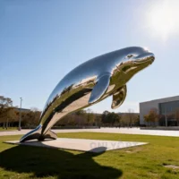 Stainless Steel Garden Manatee Statue