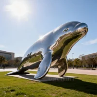 Stainless Steel Metal Manatee Sculpture