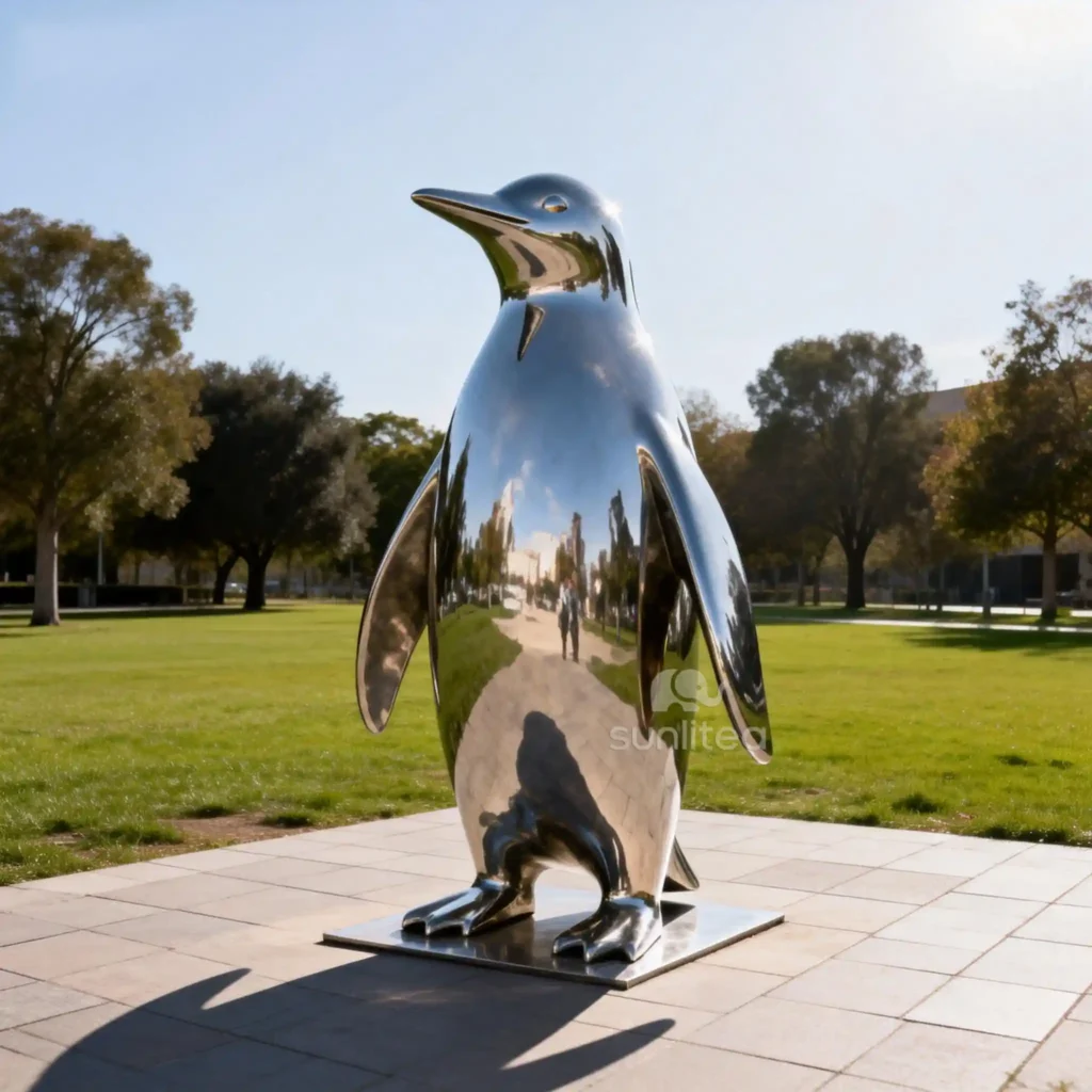 Stainless Steel Metal Penguin Sculpture