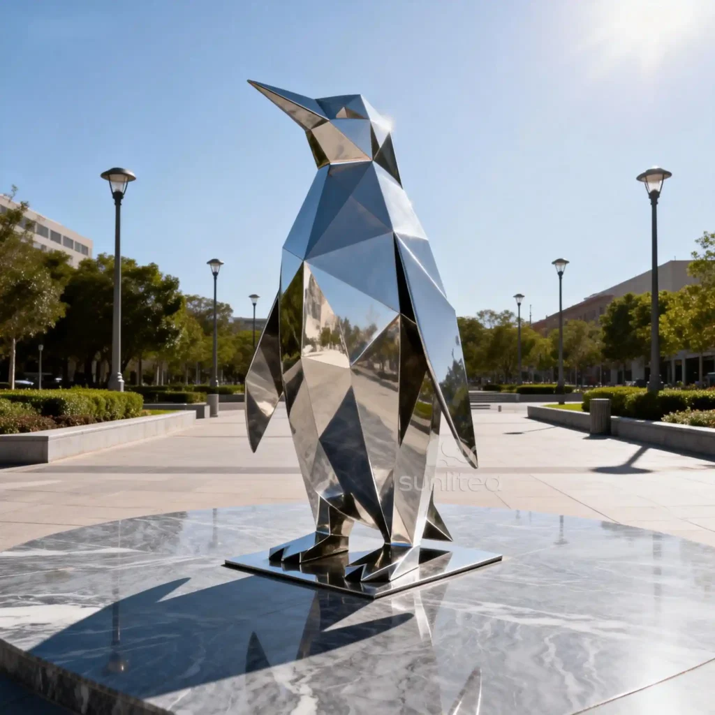 Stainless Steel Penguin Statue For Home