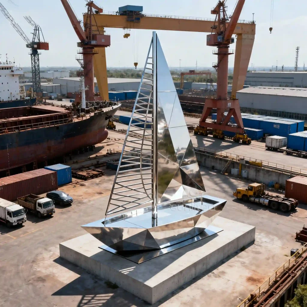 23 Feet Height Large Metal Sailboat Sculpture