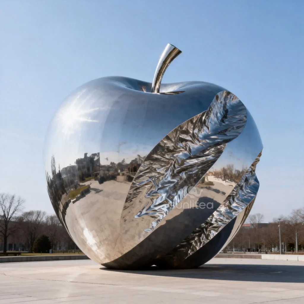 Abstract Garden Metal Big Apple Statue