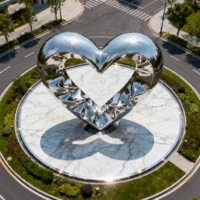 Abstract Heart Statue Stainless Steel Large