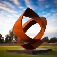 Abstract Large Corten Steel Circles Sculpture