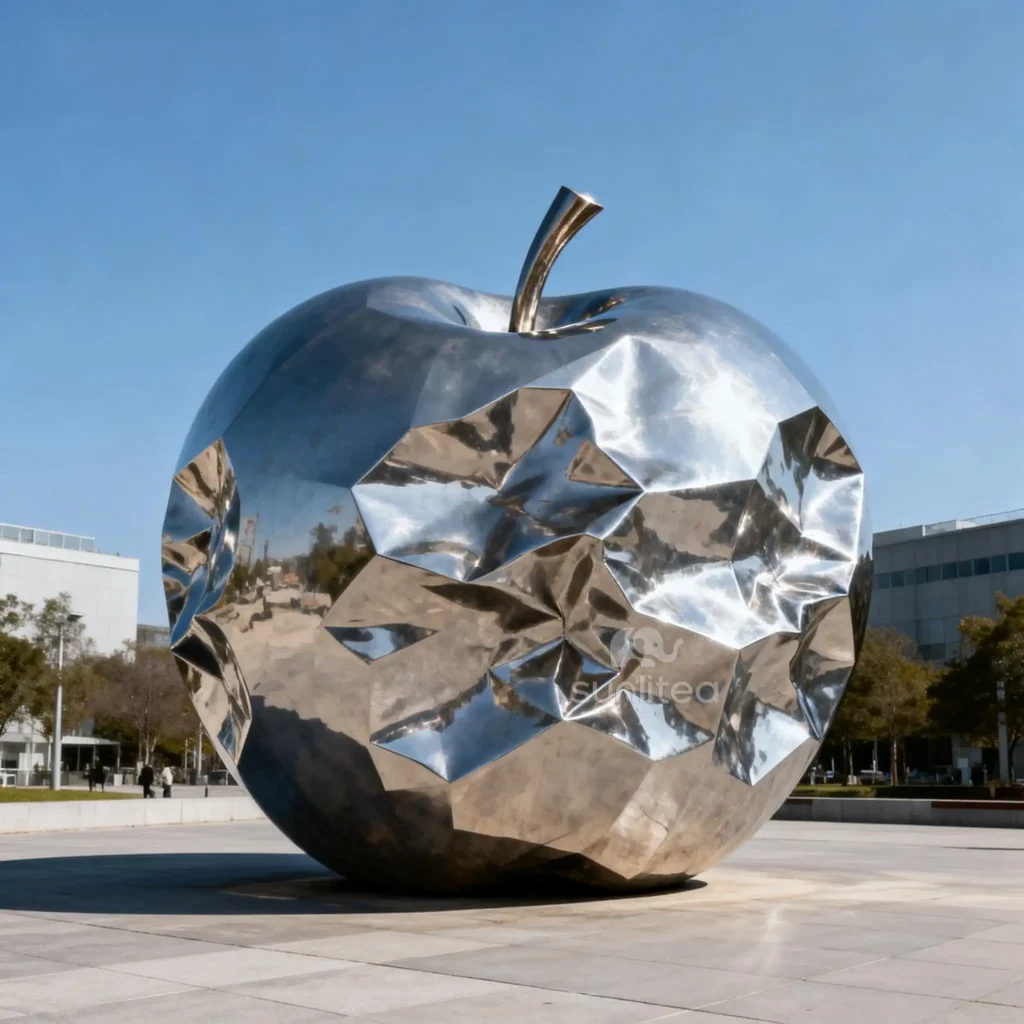 Abstract Metal Apple Sculpture Decorating Square