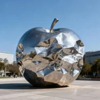 Abstract Metal Apple Sculpture Decorating Square