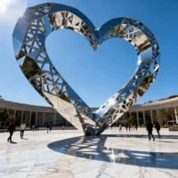 Abstract Metal Heart Wire Sculpture For Sale