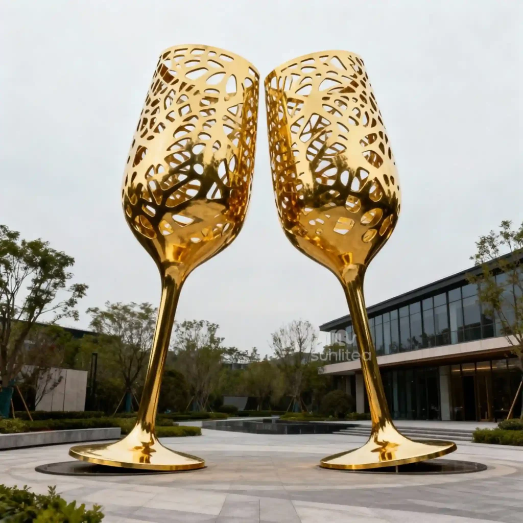 Art Golden Champagne Glass Decor