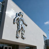 Astronaut Wall Sculpture Life Size Stainless Steel