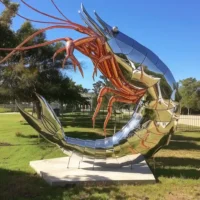 Big Metal Shrimp Statue For Sale