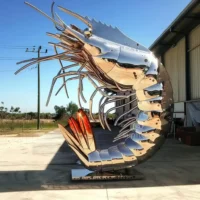 Big Shrimp Sculpture Metal Decor Outdoor