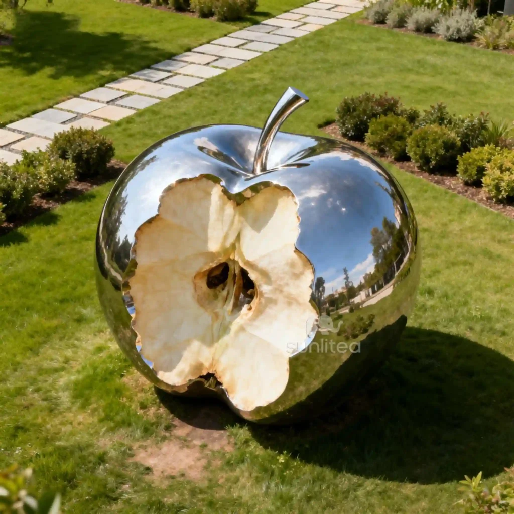 Bold Contemporary Design Modern Artistic Metal Large Apple Sculpture