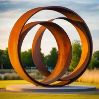 Circle Corten Steel Sculpture Decor Outdoor