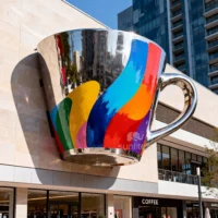 Colorful Stainless Steel Coffee Mug Sculpture
