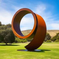 Corten Steel Rings Art Nine Sculpture