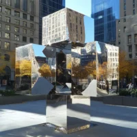 Cube Sculpture Polished Welding Durable