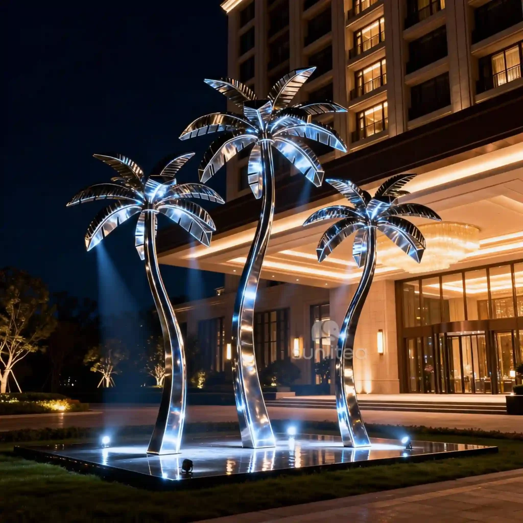 Custom Lighted Metal Palm Tree Sculpture