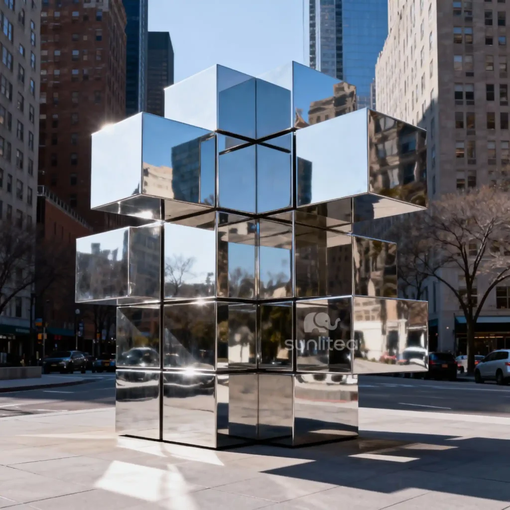 Custom Metal Cube Block Sculpture For Sale