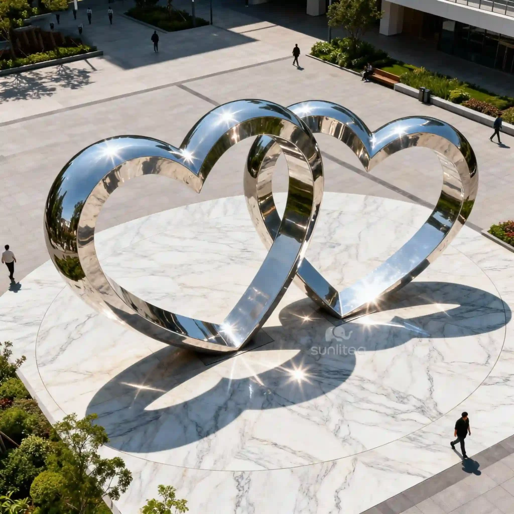 Two Metal Heart Sculptures For Sale
