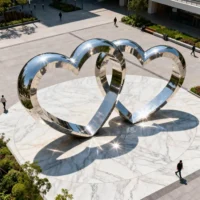 Two Metal Heart Sculptures For Sale