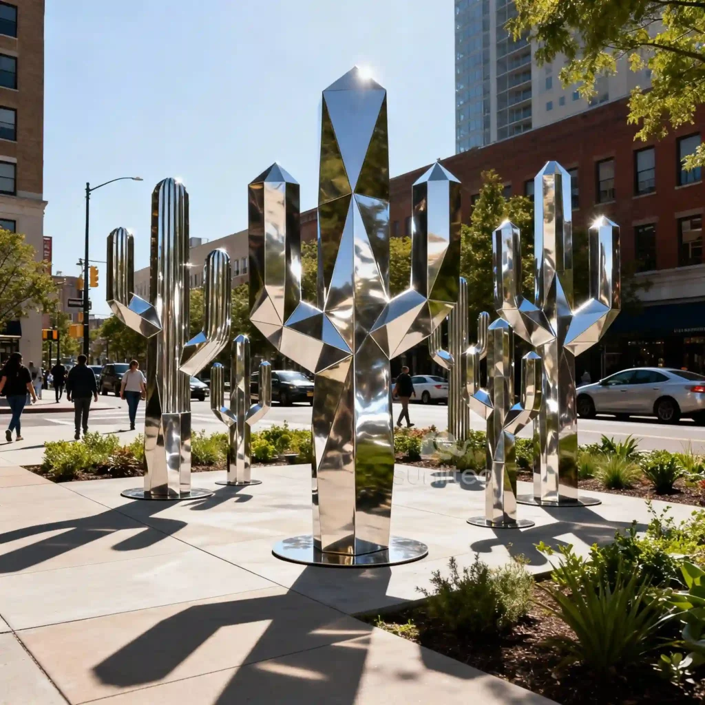 Custom Metal Large Cactus Sculpture For Sale