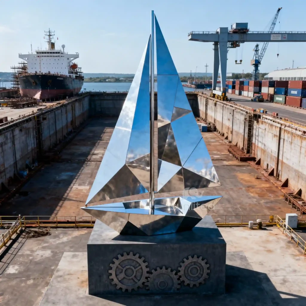 Custom Metal Ship Statue For Sale