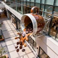 Custom Metal Spilling Coffee Cup Sculpture