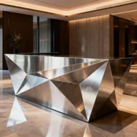 Custom Metal Tall Reception Desk Decor Hotel