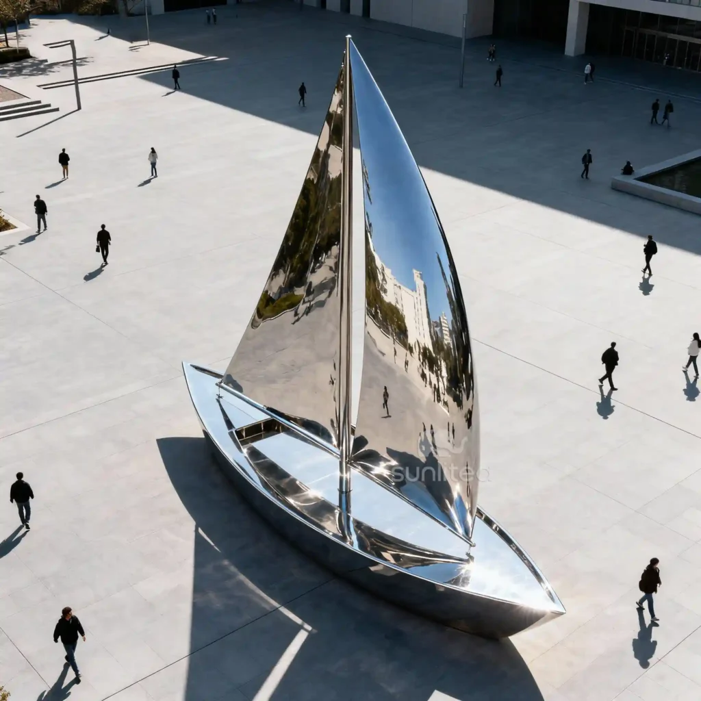 Custom Park Outdoor Decor Polish Art Metal Ship Sculpture
