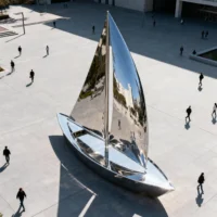 Custom Park Outdoor Decor Polish Art Metal Ship Sculpture