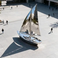 Decoration Large Metal Ship Sculpture