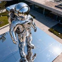 Decorative Stainless Steel Spaceman Sculpture Outdoor Garden