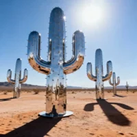 Desert Metal Saguaro Cactus Sculpture