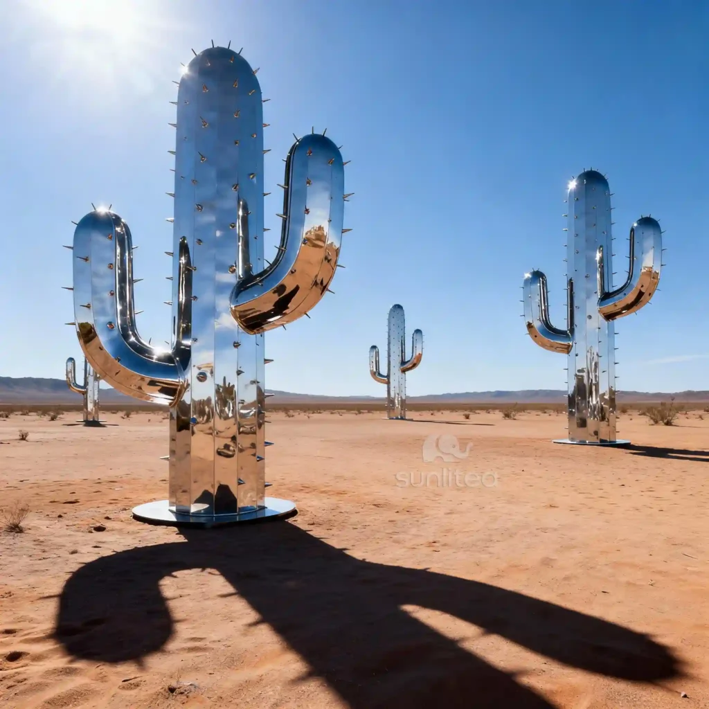 Desert Outdoor Cactus Sculpture Metal Statue