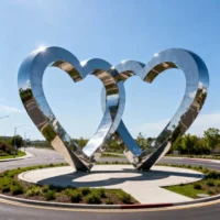 Double Heart Sculpture Large Metal