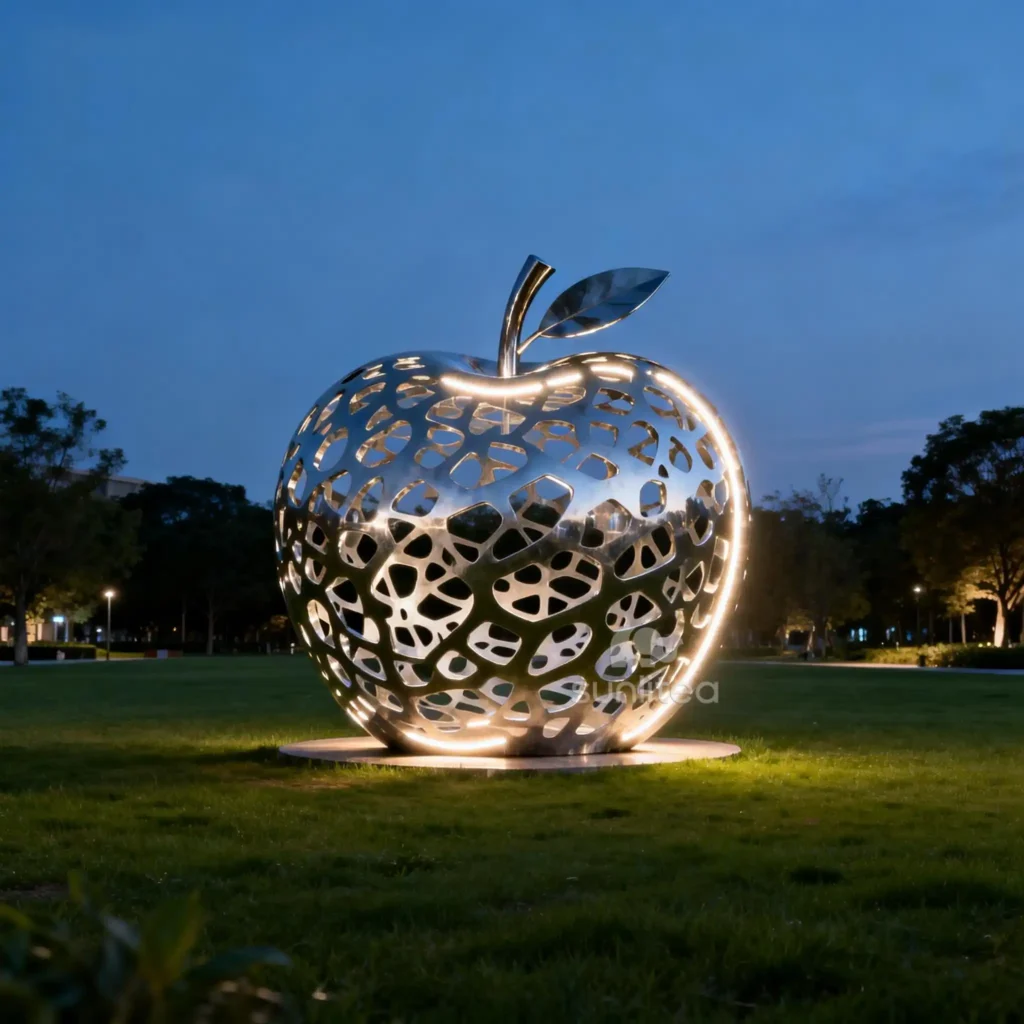 Factory Supply Mesh Metal Apple Sculpture For Sale