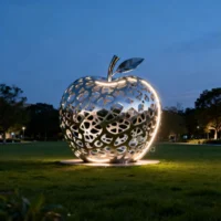 Factory Supply Mesh Metal Apple Sculpture For Sale