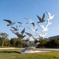 Flock of Birds Sculpture Metal Art Statue