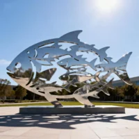 Garden Large Metal Fish Silhouette Sculpture