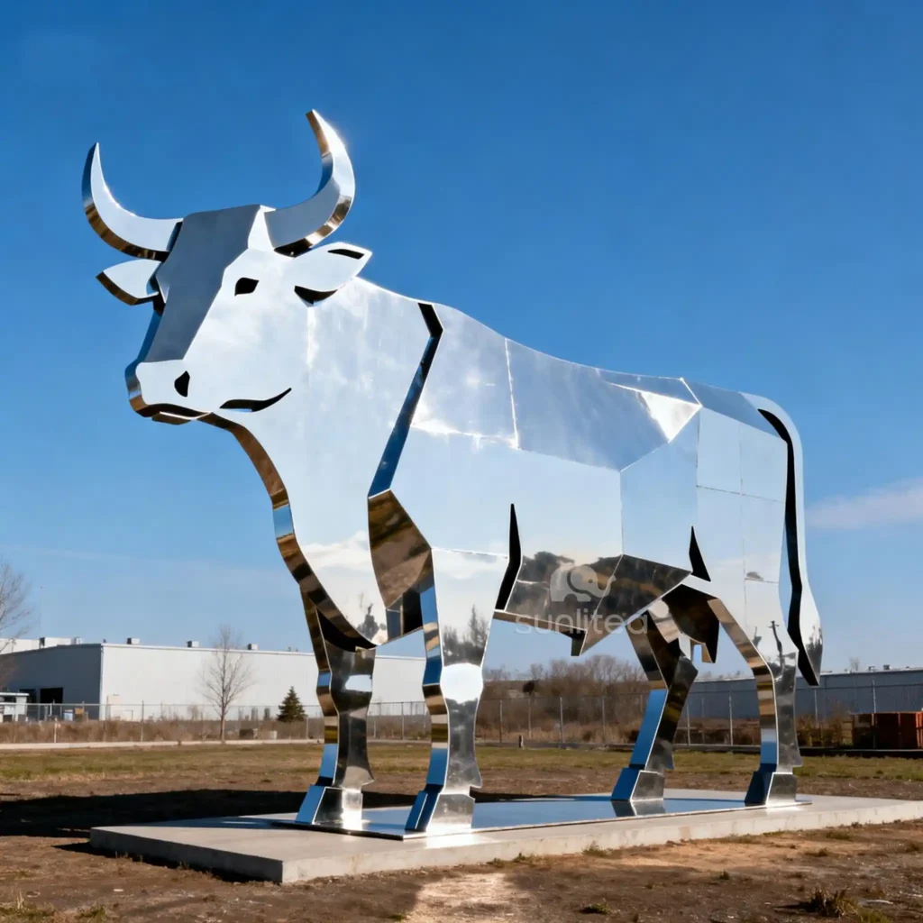 Garden Metal Horn Bull Silhouette Sculpture