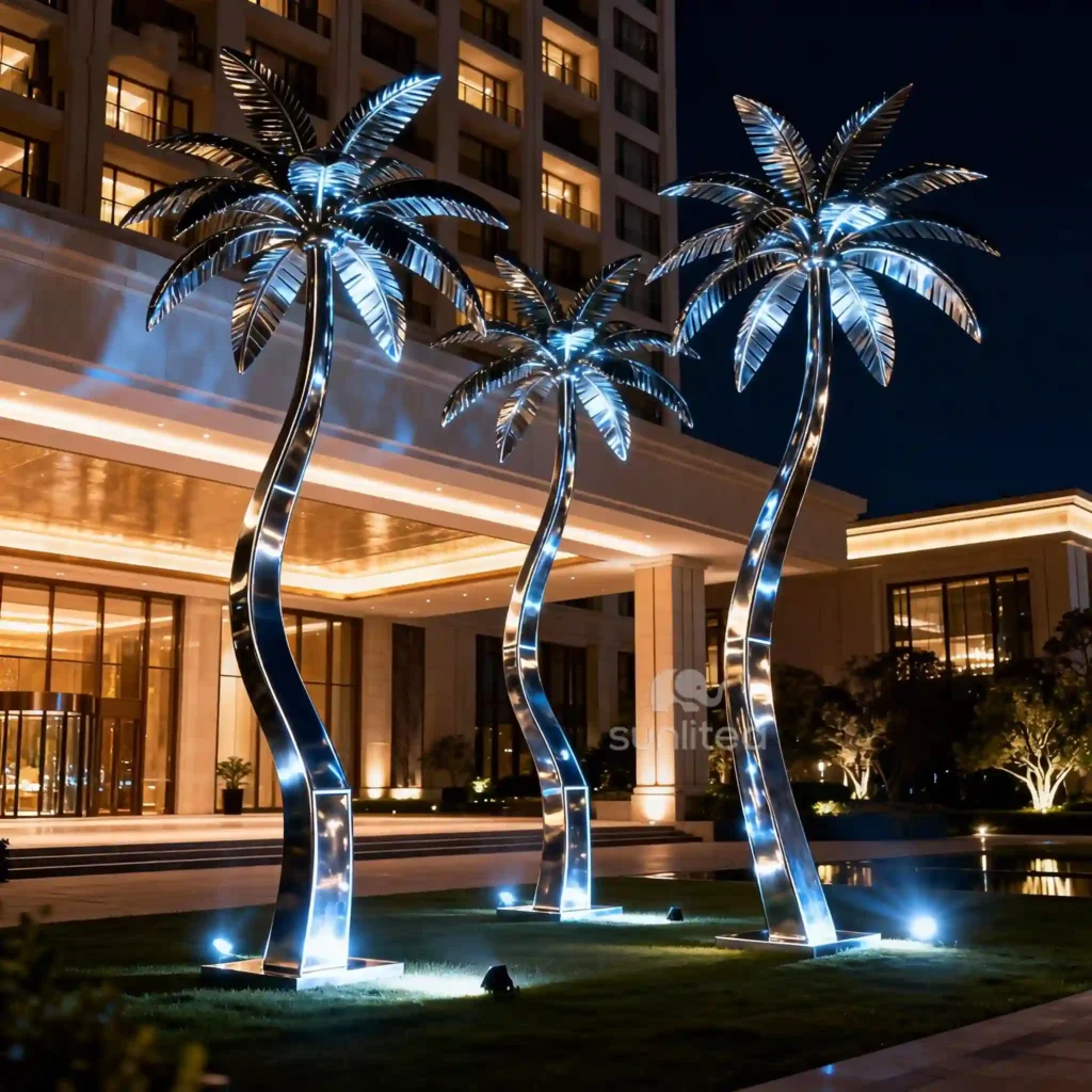 Garden Metal Palmetto Tree Sculpture For Sale