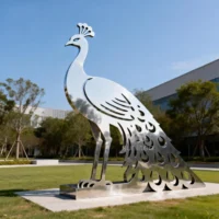 Garden Metal Peacock Silhouette Statue