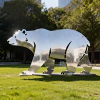 Garden Metal Polar Bear Silhouette Sculpture