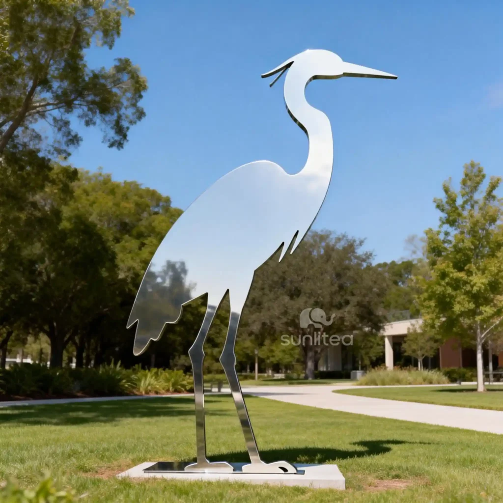 Garden Metal Silhouette Crane Statue