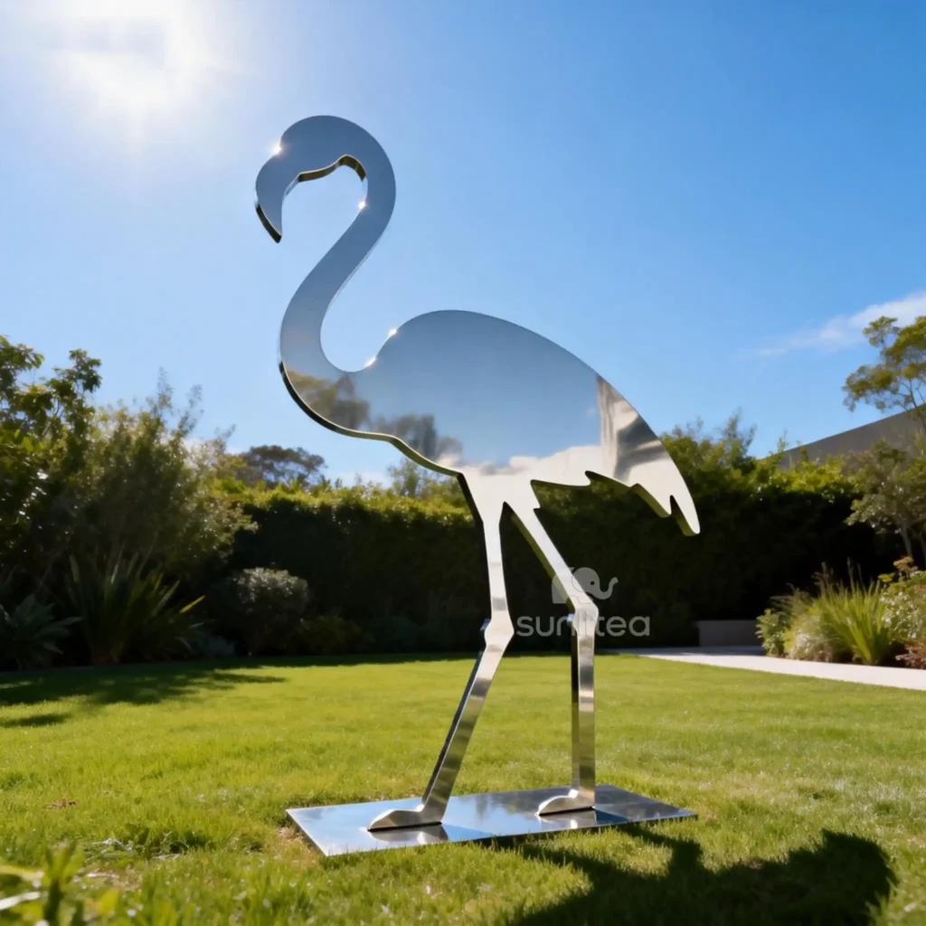 Garden Metal Silhouette Flamingo Statue