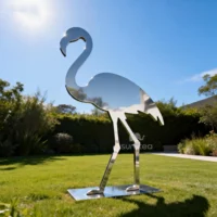 Garden Metal Silhouette Flamingo Statue